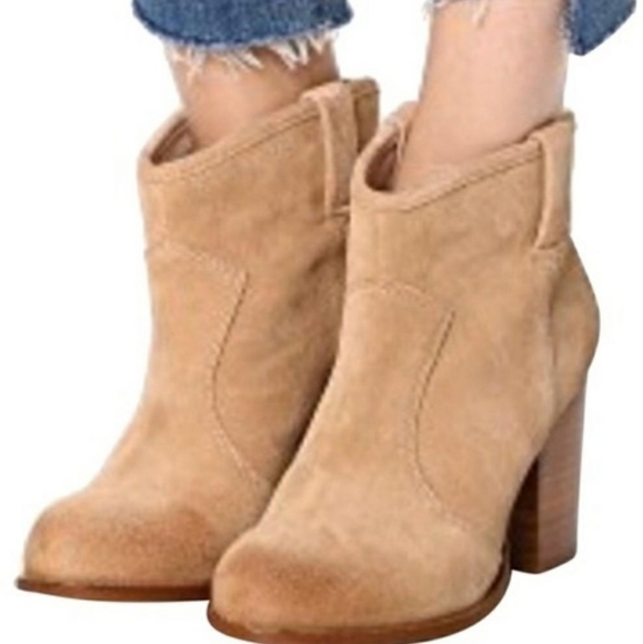 Anthro Splendid Lakota Tan Suede Ankle Booties - Picture 1 of 16